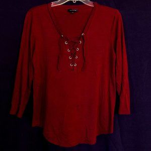 The Limited Red Top Tie Front Cotton